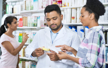 pharmacist and customer
